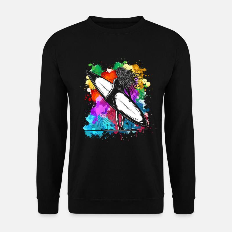 Buntes Surfbrett Mädchen Urlaub Wassersport Strand - Unisex Pullover - Schwarz