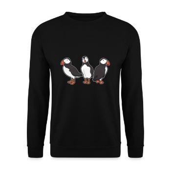 Observation d'oiseaux drôle de macareux - Sweat-shirt Unisexe - noir - Devant - Alina (178cm) & Michal (187cm)