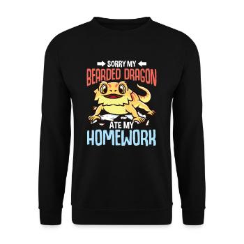 Funny homework excuse kids bearded dragon - Unisex Sweatshirt - black - Front - Alina (178cm) & Michal (187cm)