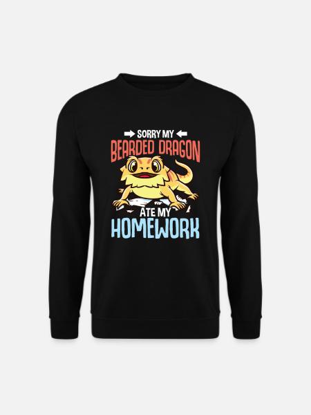 Lustige Hausaufgaben Ausrede Kinder Bartagame - Unisex Pullover - Schwarz