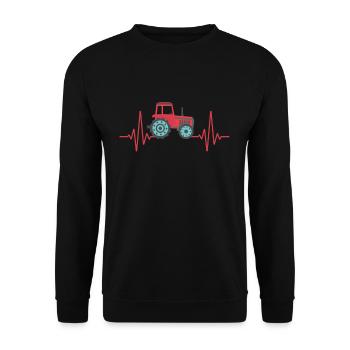 Traktor Herzschlag Landwirtschaft Bauernhof - Unisex Pullover - Schwarz - Vorne - Alina (178cm) & Michal (187cm)