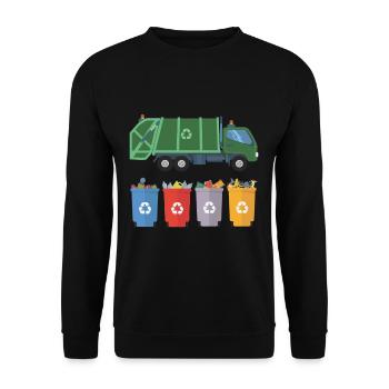Garbage truck children rubbish recycling - Unisex Sweatshirt - black - Front - Alina (178cm) & Michal (187cm)