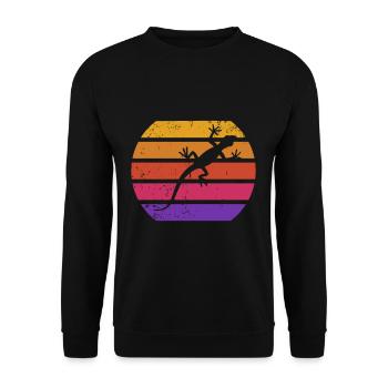 Rétro Lézard coucher de soleil Reptiles Gecko - Sweat-shirt Unisexe - noir - Devant - Alina (178cm) & Michal (187cm)