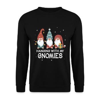 Lustige Weihnachtszwerge Weihnachtsmann Gnom - Unisex Pullover - Schwarz - Vorne - Alina (178cm) & Michal (187cm)