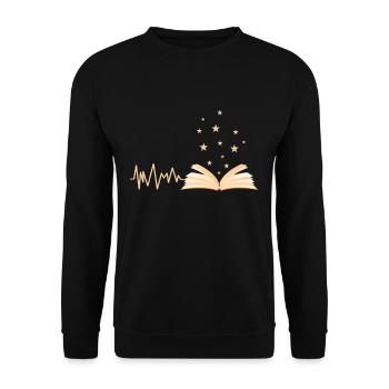 Book reader heartbeat bookworm librarian - Unisex Sweatshirt - black - Front - Alina (178cm) & Michal (187cm)