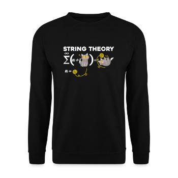 Funny string theory humor physics cat - Unisex Sweatshirt - black - Front - Alina (178cm) & Michal (187cm)