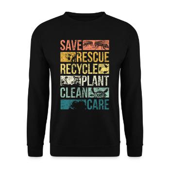 Tier Erde retten Schildkröte Klimawandel Recyceln - Unisex Pullover - Schwarz - Vorne - Alina (178cm) & Michal (187cm)