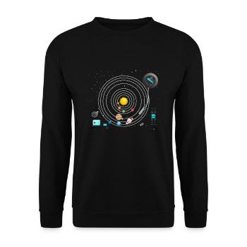 Astronomy Planets Vinyl Record Player DJ - Sweat-shirt Unisexe - noir - Devant - Alina (178cm) & Michal (187cm)