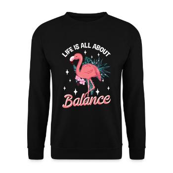 Funny flamingo lover balance yoga pilates - Unisex Sweatshirt - black - Front - Alina (178cm) & Michal (187cm)