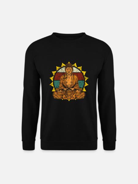 Vintage Buddha Meditation Spirituelles Yoga - Unisex Pullover - Schwarz