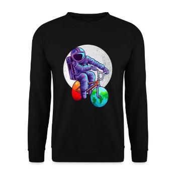 Espace astronaute vélo lune mars terre planète - Sweat-shirt Unisexe - noir - Devant - Alina (178cm) & Michal (187cm)