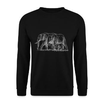 Skizze Elefanten Familie Niedliche Safari Tiere - Unisex Pullover - Schwarz - Vorne - Alina (178cm) & Michal (187cm)