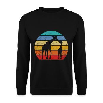 Niedliche Giraffe Mutter Kind Vintage Giraffen - Unisex Pullover - Schwarz - Vorne - Alina (178cm) & Michal (187cm)