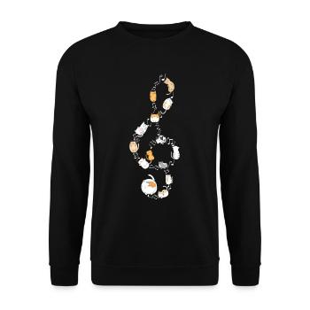 Violinschlüssel Katze Musik Noten Musiker Kätzchen - Unisex Pullover - Schwarz - Vorne - Alina (178cm) & Michal (187cm)