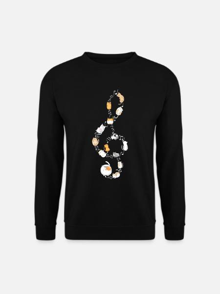Violinschlüssel Katze Musik Noten Musiker Kätzchen - Unisex Pullover - Schwarz