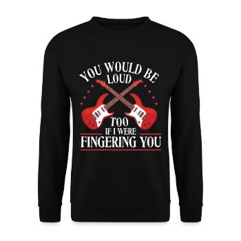 Funny bass guitar player. Crazy bass player - Unisex Sweatshirt - black - Front - Alina (178cm) & Michal (187cm)
