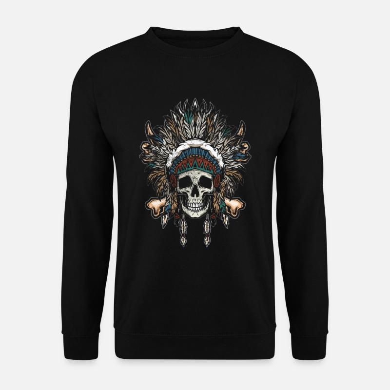 Native American Chief Schädel Skelett Geschichte - Unisex Pullover - Schwarz