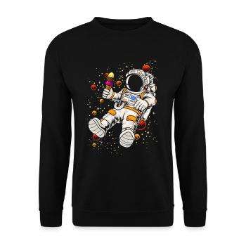 Cool astronaut galaxy ice cream dessert space - Unisex Sweatshirt - black - Front - Alina (178cm) & Michal (187cm)