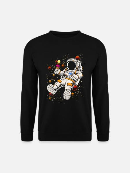 Cooler Astronaut Galaxie Eiscreme Dessert Weltall - Unisex Pullover - Schwarz