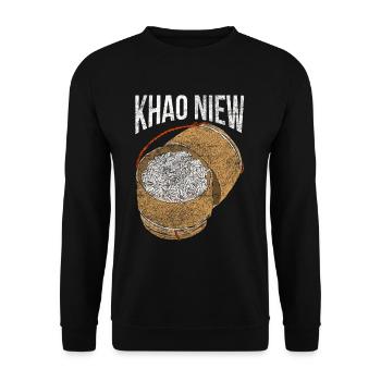Asian Laos Thai Khao Niew Sticky Rice - Unisex Sweatshirt - black - Front - Alina (178cm) & Michal (187cm)