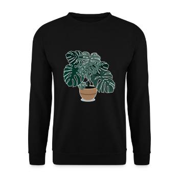 Monstera plant Beautiful houseplant - Unisex Sweatshirt - black - Front - Alina (178cm) & Michal (187cm)