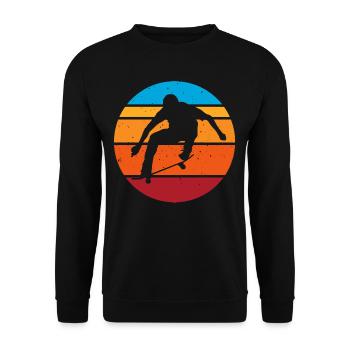 Skateboarding Junge Trick Retro Skater - Unisex Pullover - Schwarz - Vorne - Alina (178cm) & Michal (187cm)