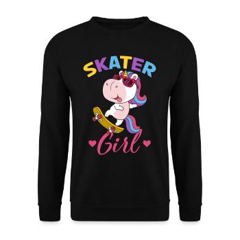 Skate Girl Einhorn Skateboard - Sweat-shirt Unisexe - noir - Devant - Alina (178cm) & Michal (187cm)
