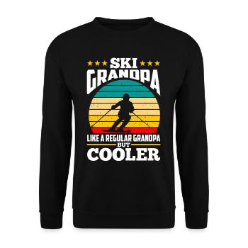 Vintage Ski Opa Cooler Skifahrer Großvater - Unisex Pullover - Schwarz - Vorne - Alina (178cm) & Michal (187cm)
