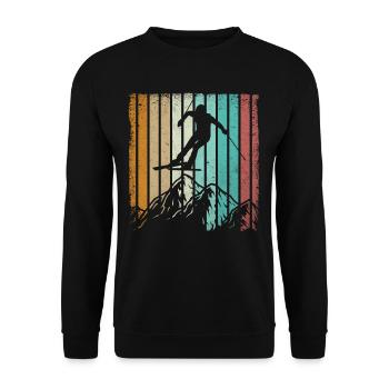 Vintage Skifahrer Urlaub Berg Skifahren - Unisex Pullover - Schwarz - Vorne - Alina (178cm) & Michal (187cm)