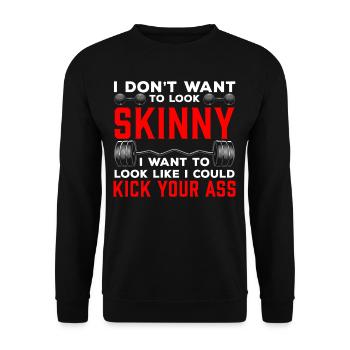 Funny Gym Workout Ass Kick Fitness Athlete - Unisex Sweatshirt - black - Front - Alina (178cm) & Michal (187cm)