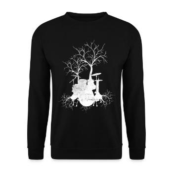 Drum Baum Natur Musik Schlagzeuger Kunst - Unisex Pullover - Schwarz - Vorne - Alina (178cm) & Michal (187cm)