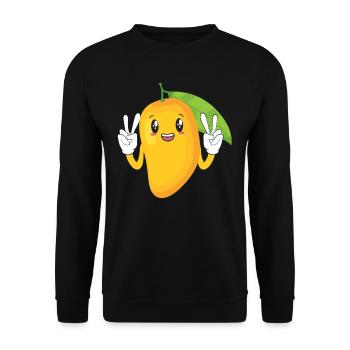 Glückliche Mango Sommer Früchte Liebhaber - Unisex Pullover - Schwarz - Vorne - Alina (178cm) & Michal (187cm)