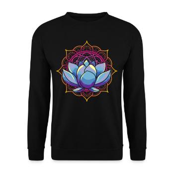 Spirituelles Mandala Lotus Kunst - Unisex Pullover - Schwarz - Vorne - Alina (178cm) & Michal (187cm)