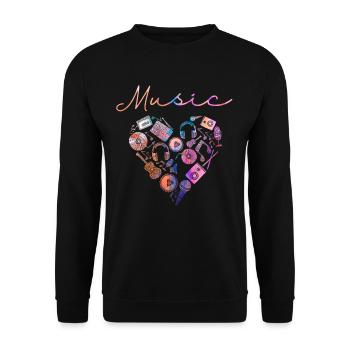 Musik Herz Gitarre Musiker Mikrofon - Unisex Pullover - Schwarz - Vorne - Alina (178cm) & Michal (187cm)