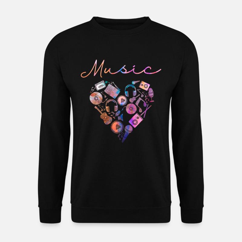 Music Heart Guitar Musicians Microphone - Unisex Sweatshirt - black