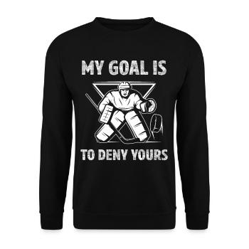 Eishockey Spieler Torwart Spruch - Unisex Pullover - Schwarz - Vorne - Alina (178cm) & Michal (187cm)
