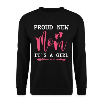 Stolze Mutter Mädchen Neugeborenes Baby - Unisex Pullover - Schwarz - Vorne - Alina (178cm) & Michal (187cm)