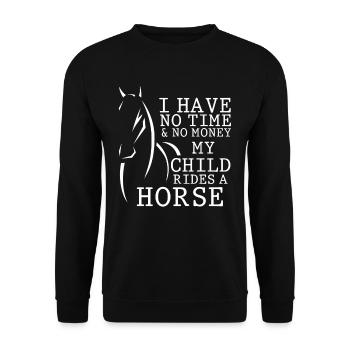 Drôle de cheval citation mère avec enfant à cheval - Sweat-shirt Unisexe - noir - Devant - Alina (178cm) & Michal (187cm)