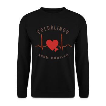 Coeurlinou 100% couillu courageux audacieux - Sweat-shirt Unisexe - noir - Devant - Alina (178cm) & Michal (187cm)