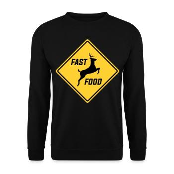 Fast Food Deer Funny Hunting Season - Unisex Sweatshirt - black - Front - Alina (178cm) & Michal (187cm)