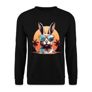 Lapin avec des lunettes de soleil sur la plage - Sweat-shirt Unisexe - noir - Devant - Alina (178cm) & Michal (187cm)