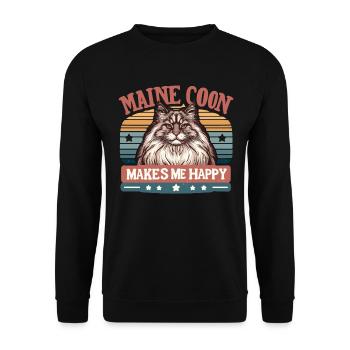MAINE COON MAKES ME HAPPY - Unisex Sweatshirt - black - Front - Alina (178cm) & Michal (187cm)