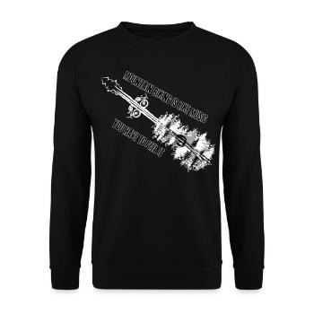 Mountainbike Shirt mit einzigartigem Muster - Unisex Pullover - Schwarz - Vorne - Alina (178cm) & Michal (187cm)