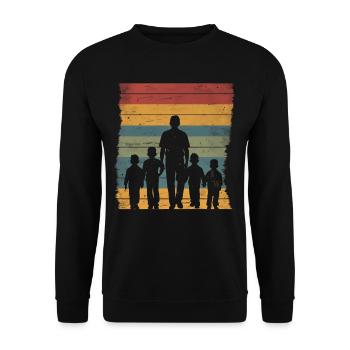 Vatertag Vater mit vier Söhnen retro vintage - Unisex Pullover - Schwarz - Vorne - Alina (178cm) & Michal (187cm)
