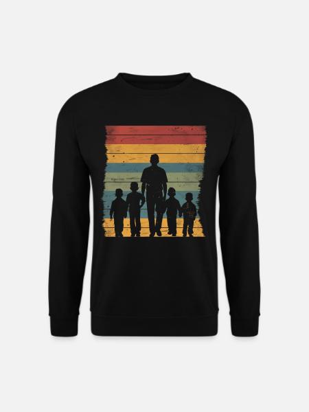 Vatertag Vater mit vier Söhnen retro vintage - Unisex Pullover - Schwarz