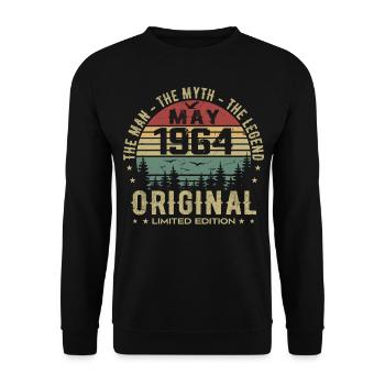 May 1964 61st Anniversary Gift May 1964 May 1964 - Unisex Sweatshirt - black - Front - Alina (178cm) & Michal (187cm)