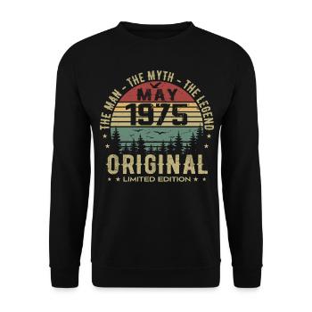 Mai 1975 Cadeau 50e anniversaire Mai 1975 May 1975 - Sweat-shirt Unisexe - noir - Devant - Alina (178cm) & Michal (187cm)