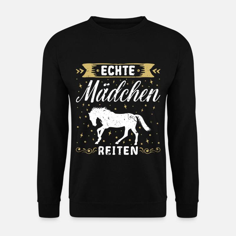 Echte Mädchen Reiten Pferde Geschenk - Unisex Pullover - Schwarz