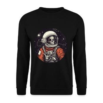 Creepy skeleton as an astronaut - Unisex Sweatshirt - black - Front - Alina (178cm) & Michal (187cm)