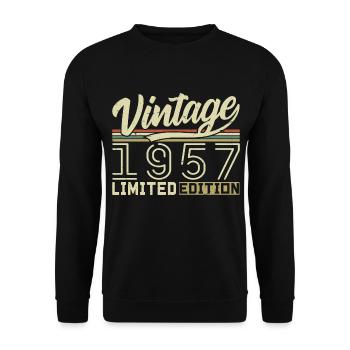 Legend since 1957 Born 1957 Birthday 67 years old - Unisex Sweatshirt - black - Front - Alina (178cm) & Michal (187cm)